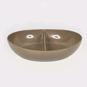 Mid Century Melmac Boonton Divided 2 Cups Serving Bowl Brown Vintage Tableware